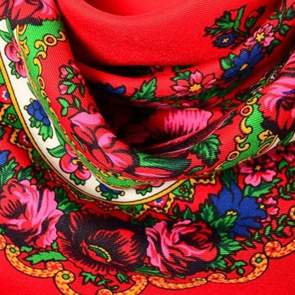 Red Boho Chic Scarf Wrap Shall Street Fashion Gypsy Scarf Spell Rose - Picture 4 of 10